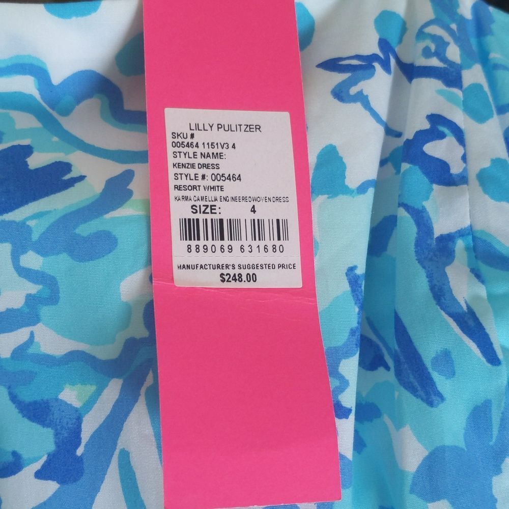 Lilly Pulitzer NWT Kenzie dress in resort white & blues, strapless option 4 - Picture 8 of 14